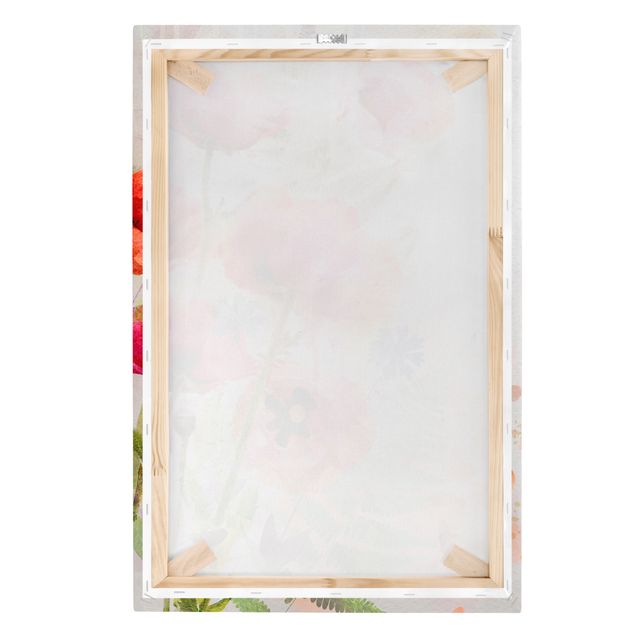 Stampa su tela Watercolour poppy flowers - Verticale 2:3