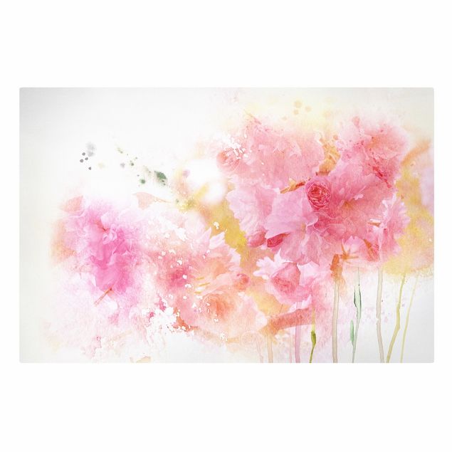 Stampa su tela - Watercolour flowers peonies - Orizzontale 3:2