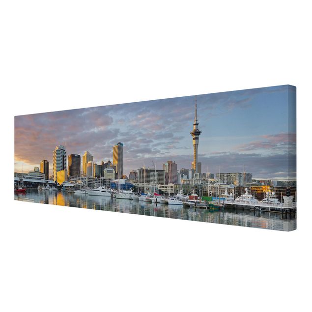 Stampa su tela - Auckland Skyline Sunset - Panoramico