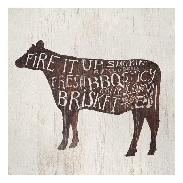 Stampa su tela - Farm BBQ - Cow - Quadrato 1:1
