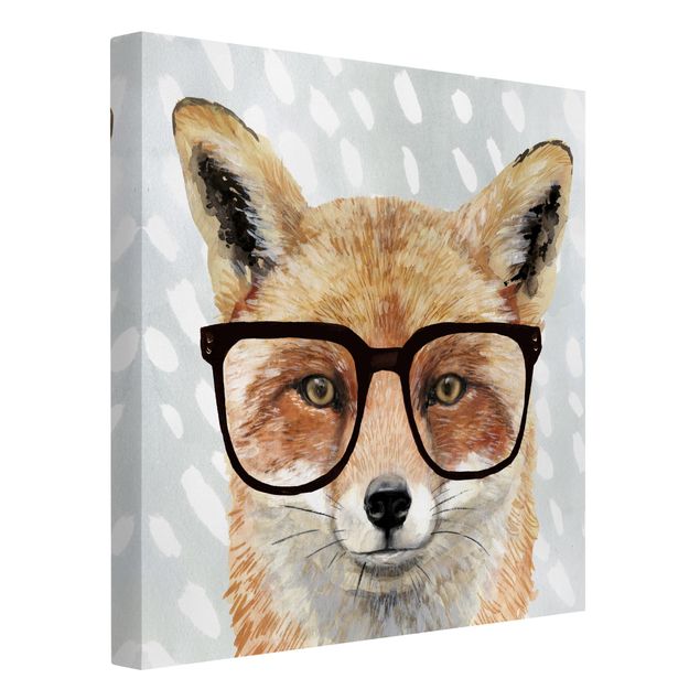 Stampa su tela - Animals With Glasses - Fox - Quadrato 1:1