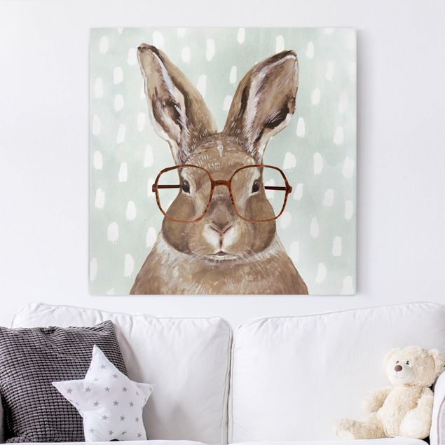 Quadro su tela animali Animali con occhiali - Coniglio