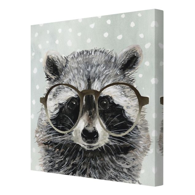 Stampa su tela - Animals With Glasses - Raccoon - Quadrato 1:1