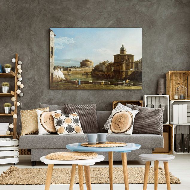 Quadri moderni per soggiorno Bernardo Bellotto - Veduta di Roma sulle rive del Tevere