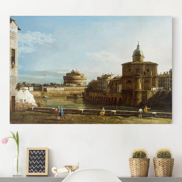 Riproduzione quadri su tela Bernardo Bellotto - Veduta di Roma sulle rive del Tevere