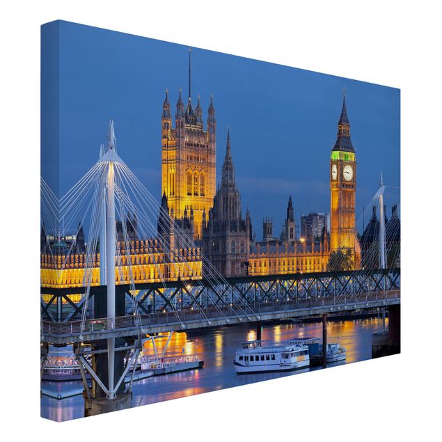 Quadri su tela Big Ben e Westminster Palace a Londra di notte