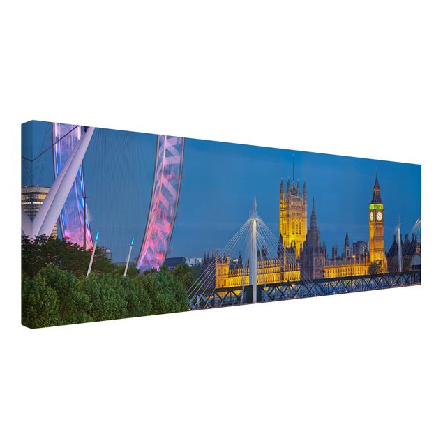 Stampe su tela Big Ben e Westminster Palace a Londra di notte