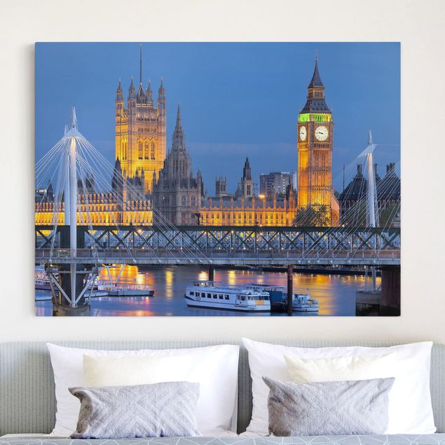 Stampe su tela Londra Big Ben e Westminster Palace a Londra di notte