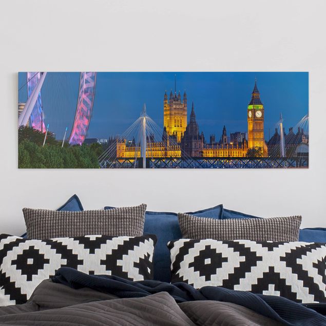 Quadri su tela Londra Big Ben e Westminster Palace a Londra di notte