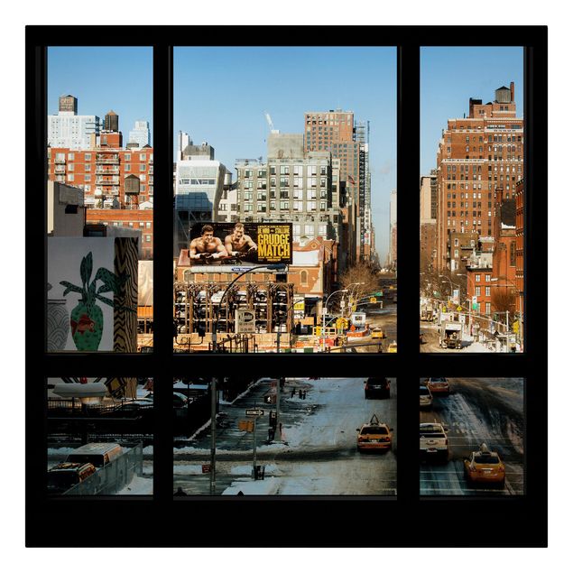 Stampe su tela Vista dalle finestre di una strada di New York