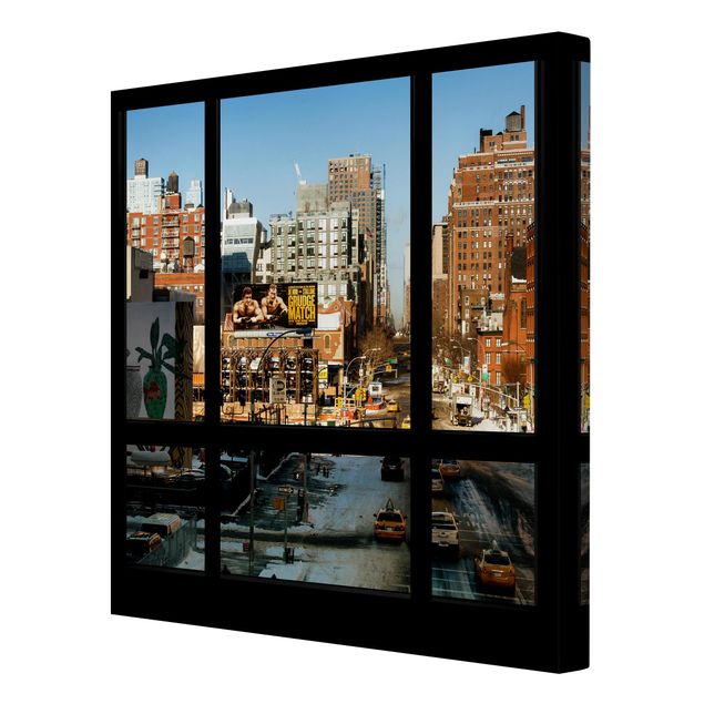 Stampa su tela - View From Windows On Street In New York - Quadrato 1:1