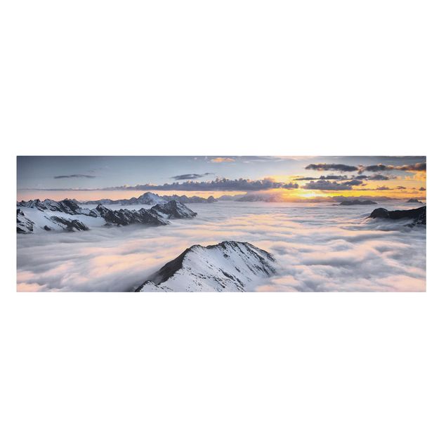 Stampa su tela Vista di nuvole e montagne