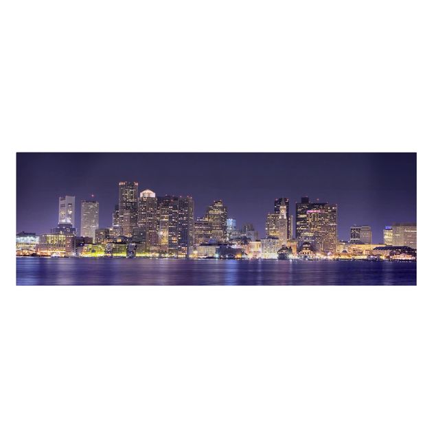 Stampa su tela - Boston By Night - Panoramico