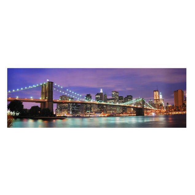 Stampa su tela - Brooklyn Bridge In New York City - Panoramico