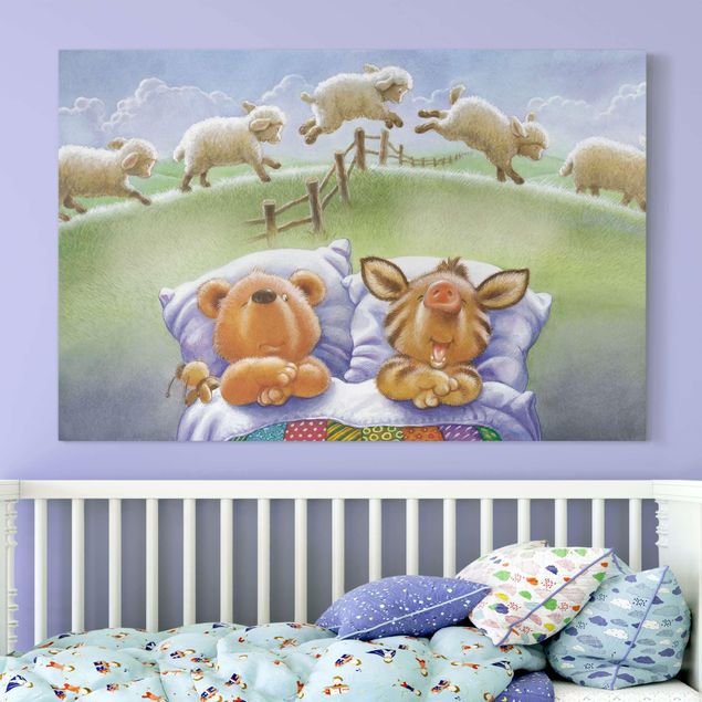 Riproduzione quadri su tela Orsetto - Contare le pecore
