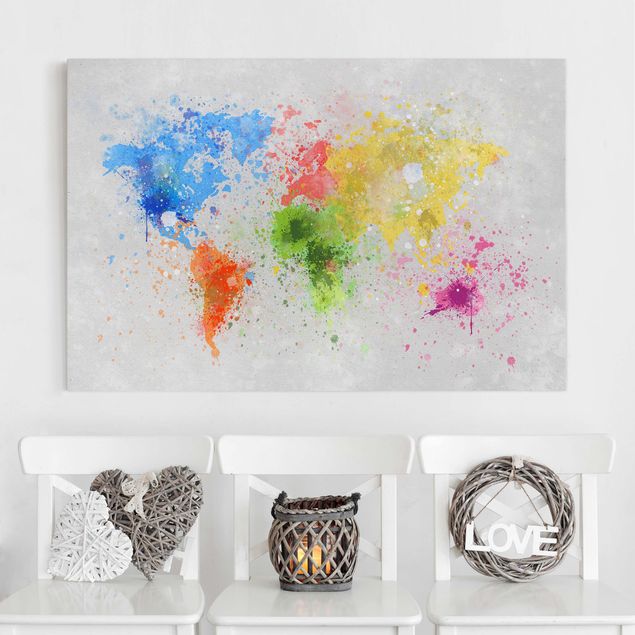 Riproduzioni su tela quadri famosi Mappa del mondo a schizzi colorati
