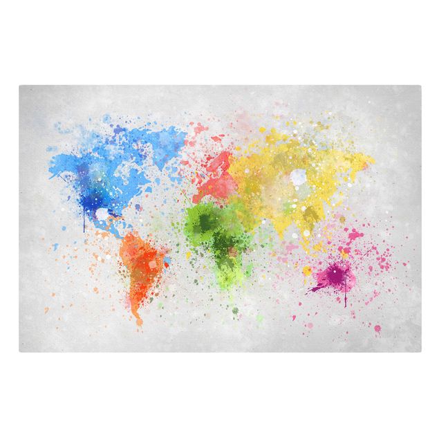 Stampa su tela - Colorful paint splatter world map - Orizzontale 3:2