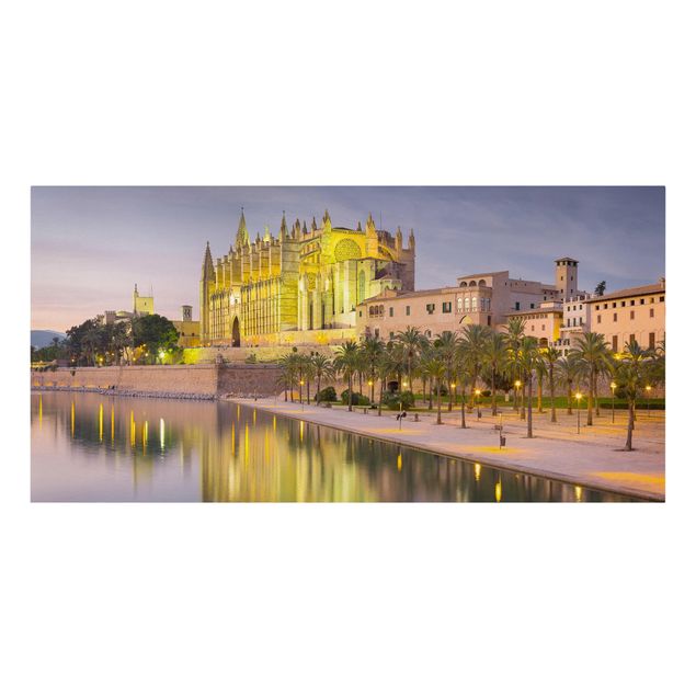 Stampa su tela - Catedral de Mallorca water reflection - Orizzontale 3:2
