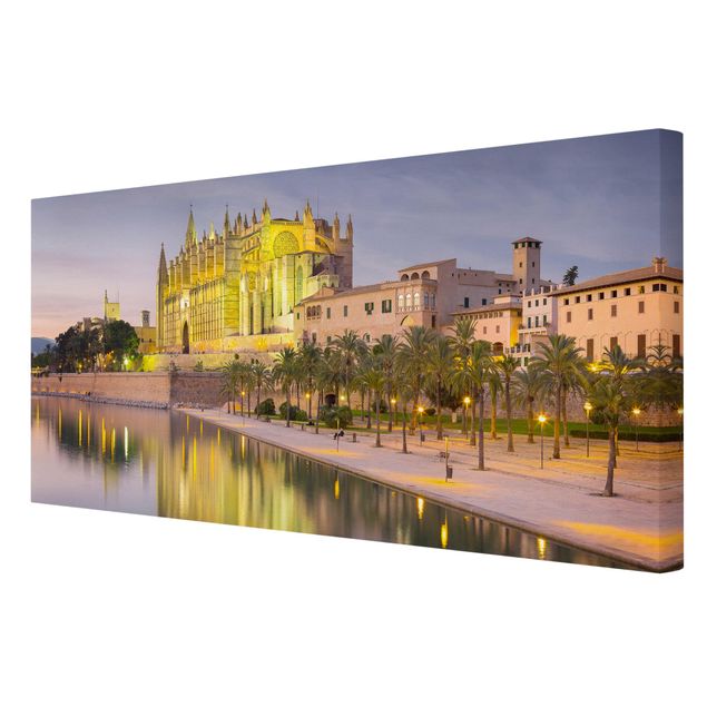 Stampa su tela - Catedral de Mallorca water reflection - Orizzontale 3:2