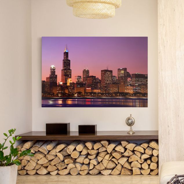 Quadri moderni per soggiorno Chicago Skyline di
