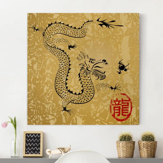 Stampa su tela vintage Chinese Dragon