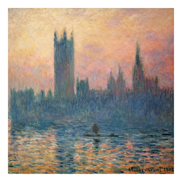 Stampa su tela - Claude Monet - The Parliament in London at Sunset - Quadrato 1:1