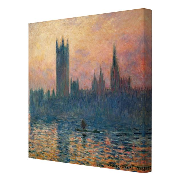 Stampa su tela - Claude Monet - The Parliament in London at Sunset - Quadrato 1:1