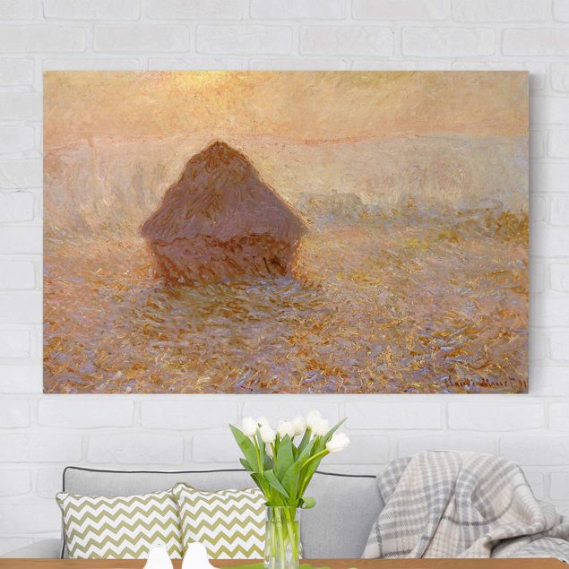 Stampe su tela paesaggio Claude Monet - Un pagliaio nella nebbia