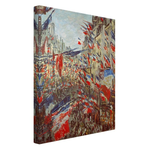 Stampe su tela Claude Monet - Rue Montorgueil con le bandiere