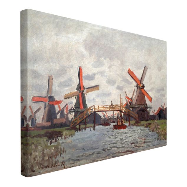 Stampa su tela Claude Monet - Mulini a vento a Westzijderveld, vicino a Zaandam