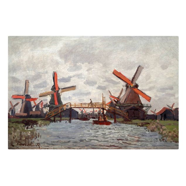 Stampa su tela - Claude Monet - Windmills in Westzijderveld near Zaandam - Orizzontale 3:2