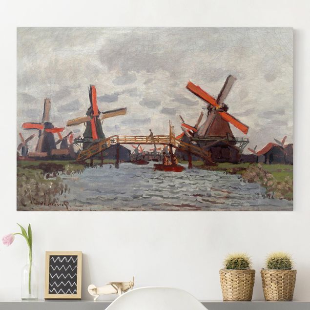 Riproduzioni su tela Claude Monet - Mulini a vento a Westzijderveld, vicino a Zaandam