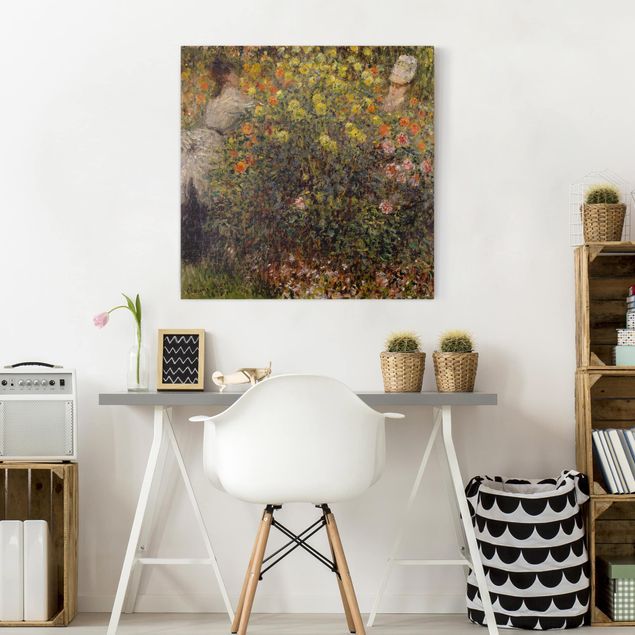 Riproduzioni su tela Claude Monet - Due signore nel giardino fiorito