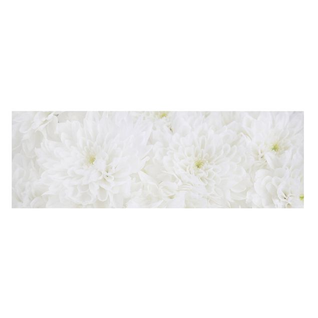 Stampa su tela - Dahlias sea of flowers white - Panoramico