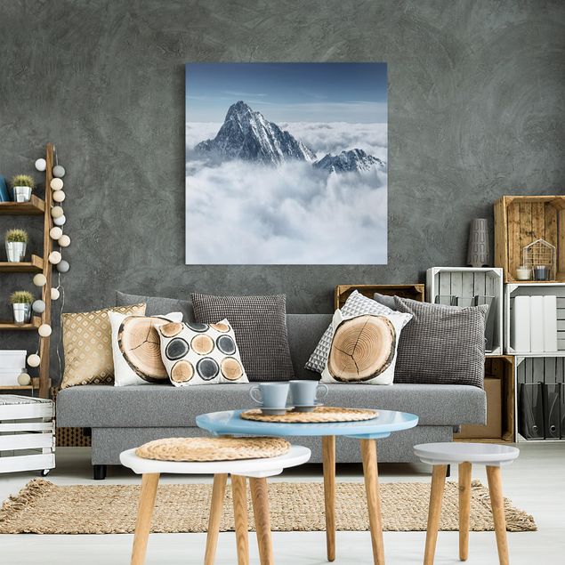 Quadri moderni per soggiorno Le Alpi sopra le nuvole