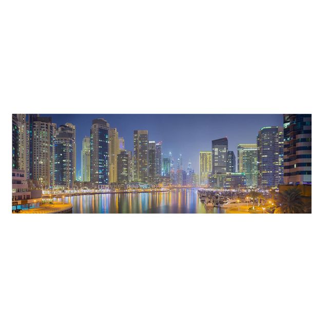 Stampe su tela Dubai Skyline di notte