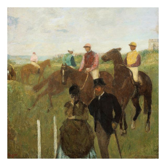 Stampa su tela - Edgar Degas - Jockeys at the Racecourse - Quadrato 1:1