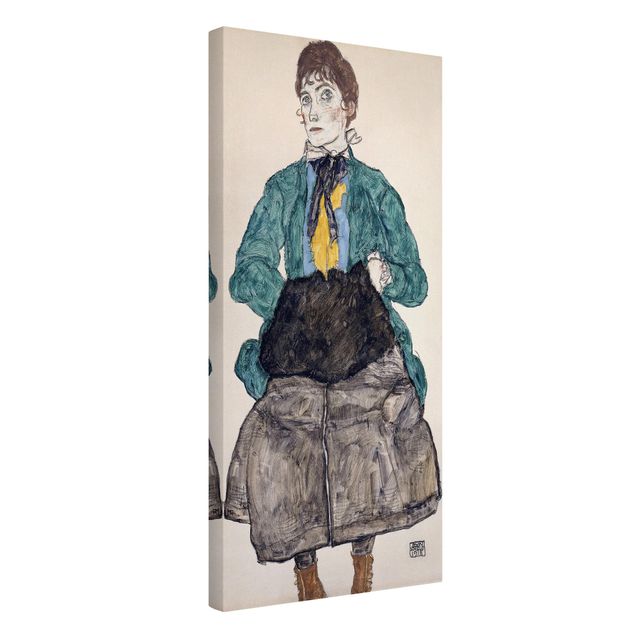 Quadri su tela Egon Schiele - Donna in camicetta verde con manicotto