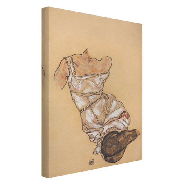 Quadri su tela Egon Schiele - Torso femminile in biancheria intima e calze nere