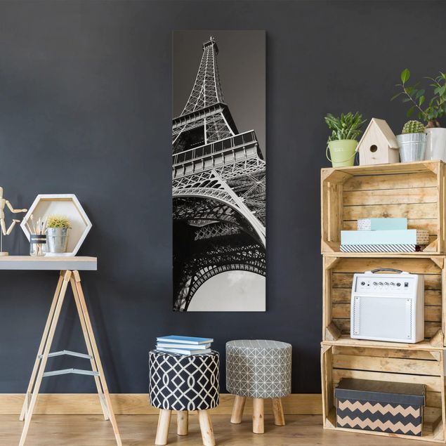 Stampa su tela bianco e nero Torre Eiffel a Parigi