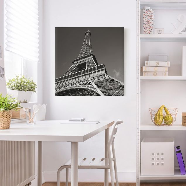 Stampa su tela bianco e nero Torre Eiffel a Parigi
