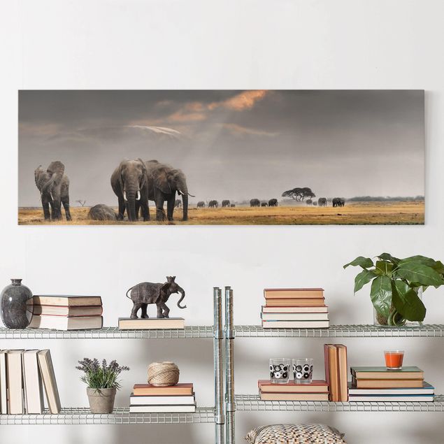 Quadri con elefanti Elefanti nella savana