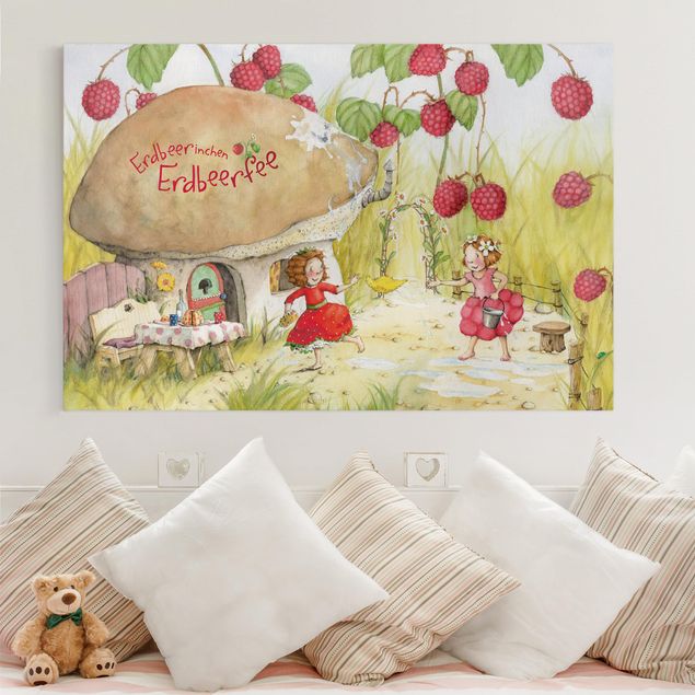 Riproduzioni su tela The Strawberry Fairy - Sotto il cespuglio di lamponi