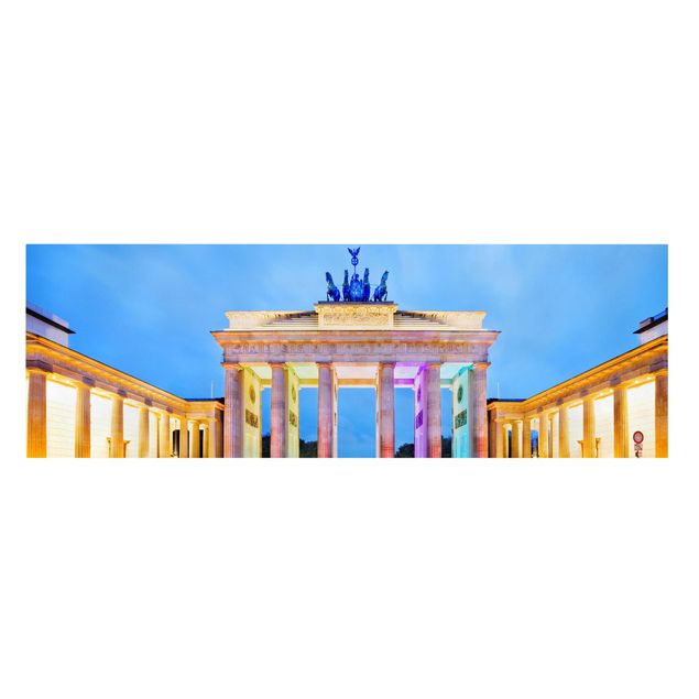 Stampa su tela - Illuminated Brandenburg Gate - Panoramico