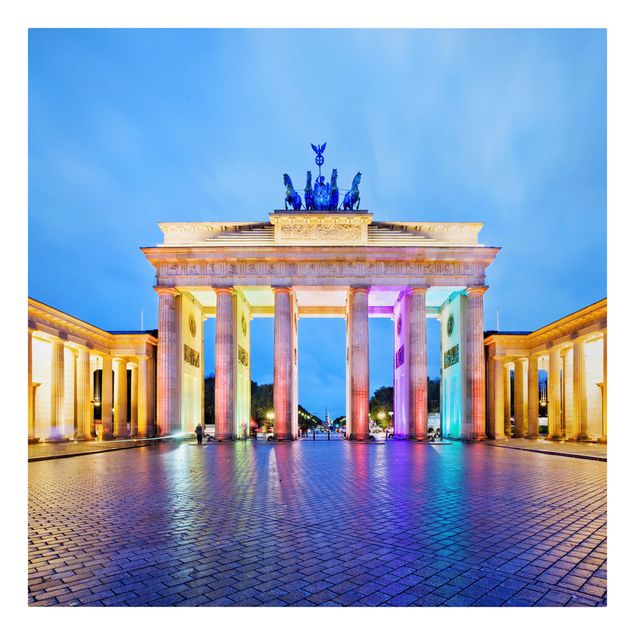 Stampa su tela - Illuminated Brandenburg Gate - Quadrato 1:1