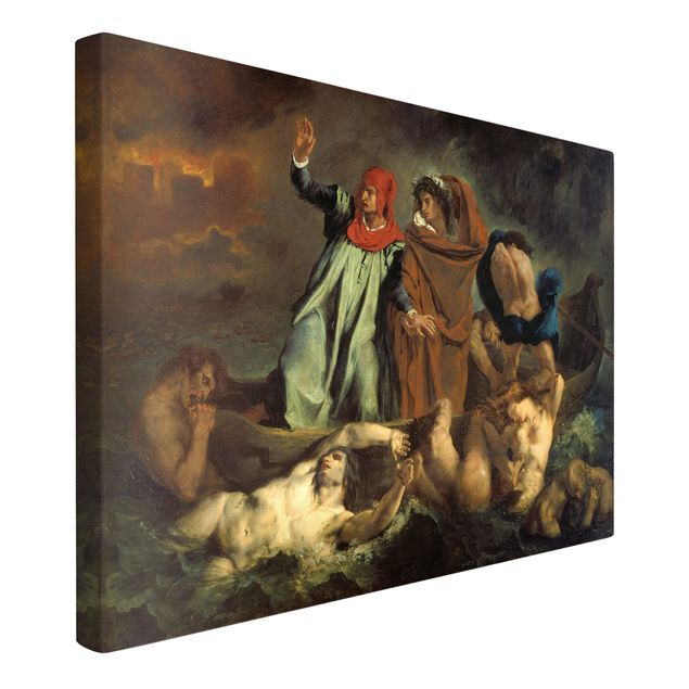 Stampe su tela Eugène Delacroix - Il barcone di Dante (Dante e Virgilio all'Inferno)