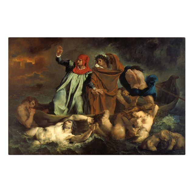 Stampa su tela - Eugène Delacroix - The Barque of Dante (Dante and Virgil in Hell) - Orizzontale 3:2