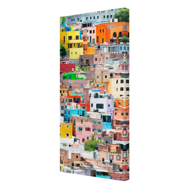 Stampa su tela Coloured house facades Guanajuato - Verticale 2:3