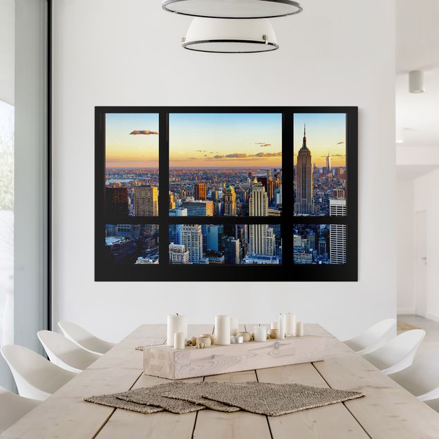 Riproduzioni su tela Vista dalla finestra - Alba di New York