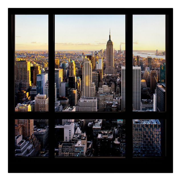 Riproduzioni di Philippe Hugonnard Vista dalla finestra di notte su New York